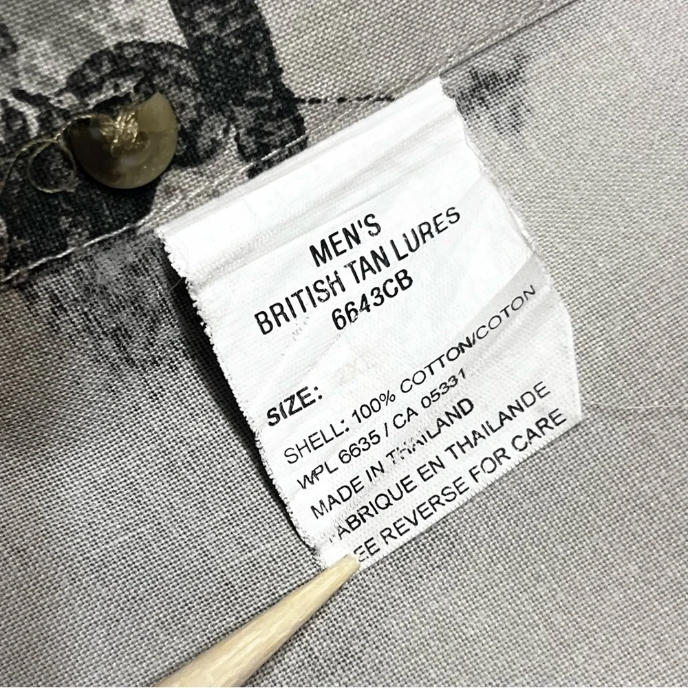 Woolrich Shirt Men's 2XL Taupe Fishing Lures Print Button Up